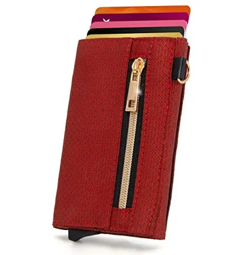 Produktbild: GUGGIARI® Kreditkartenetui Damen RFID Kartenhalter aus Aluminium mit Münzhalter und freundlicher Tasche mit Magnetverschluss - Geldbörse für Damen Slim, rot red, Donna, Zeitgenössisch