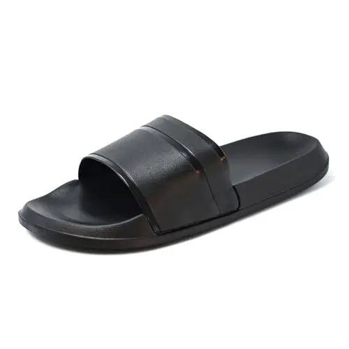 Produktbild: Gugifcto Badelatschen Damen Badeschlappen Herren Badeschuhe Shower Rutschfest Hausschuhe Sommer Garten Slippers Indoor/Outdoor Strandschuhe Aqua Slides Schiebe-Sandalen Black 42/43 EU