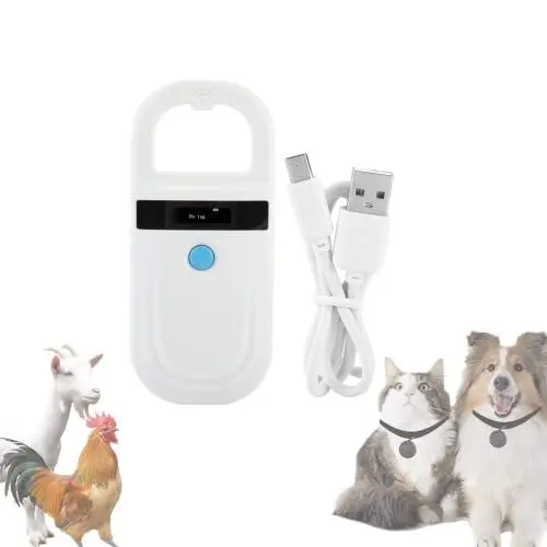 Produktbild: Gugxiom Chiplesegerät für Tiere, 134,2Khz/125Khz RFID-Lesegerät mit OLED-Display, Chiplesegerät für Hunde für FDX B (ISO11784/11785) und EMID-Mikrochips mit Alarm bei schwacher Batterie