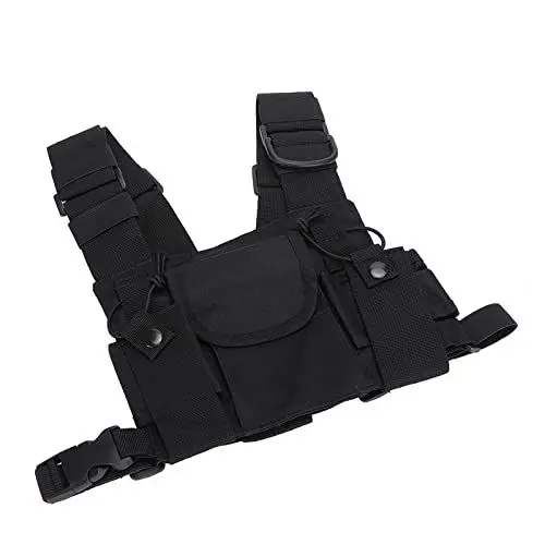 Produktbild: Gugxiom Funk-Schulterholster, Universelle Walkie-Talkies-Brusttasche, Funk-Brustgurt-Rig-Holster-Pack, Hochwertige Feuerwehr-Militärqualität, für Baustellen von Polizeiproduktionswerkstätten
