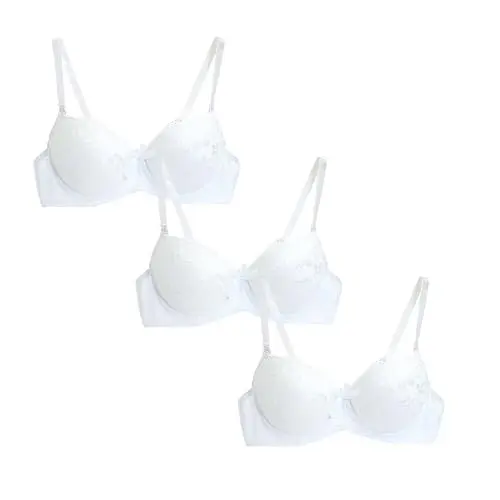 Produktbild: Guhmomh Push up BH Damen mit Bügel 3er Pack Florale Spitze Damen-BHS mit Schleifen Dekoration Klassische Lifting Comfy Bügel Bras Tshirt Bralette Atmungsaktiv Mesh Top V-Ausschnitt Bustier Weiß M