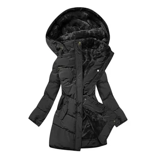 Produktbild: KOG Steppjacke Damen Daunenjacke Warmes Daunenjacken Baumwolle Fahrradjacke Jacke Kleidung Frau übergangsmantel Warehouse Deal Basic Windbreaker Freizeit Hoodie Teddyjacke Gutscheine Schwarz M