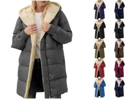 Produktbild: Guhmomh Winterjacke Damen Wintermantel Lange Steppjacke Warme Gefüttert Daunenjacke Langarm Parka mit Kapuze Winterparka Einfarbig Hoodie Reißverschluss Mantel Warehouse Deal Dunkelgrau 3XL