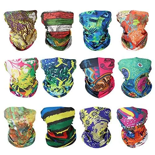 Produktbild: GUIFIER 12 Stück Multifunktionstuch Kopftuch Bandanas Nahtloses Stirnband Schlauchtuch Halstuch, Multifunktionale Kopfbedeckung Magischer Turban für Reiten,Motorrad,Wandern,Angeln Outdoor-Aktivitäten