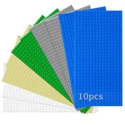 Produktbild: Guihumz 10 Platten-Set Bauplatten Kompatibel mit Meisten Marken,Classic Bausteine Grundplatten 25.5 * 12.5cm mit 16 * 32 Noppen,Mehrfarbig(Sand,Grau,Grün,Blau, Creme,25.5 * 12.5cm)