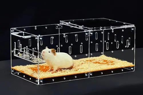 Produktbild: GuineaLoft™ Acrylic Cage (Modell-P2) – Kleiner 60x30cm geschlossener Käfig mit Deckel und Boden für EIN einzelnes Meerschweinchen oder Hamster, verbindbar, DIY erweiterbar