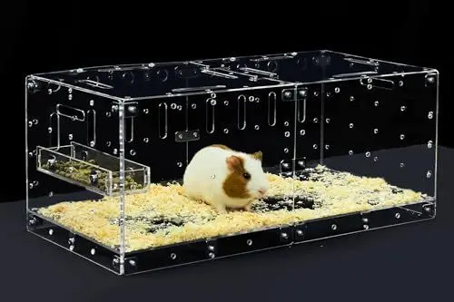 Produktbild: GuineaLoft™ Acrylkäfig (Modell-P) – 60x30cm geschlossener Käfig mit Deckel und Boden für EIN einzelnes Meerschweinchen oder Hamster, DIY-erweiterbar – Besuchen Sie den Guinea Loft Shop