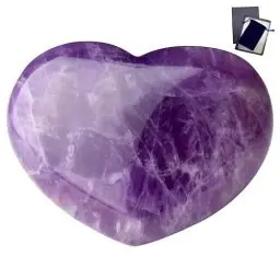 Produktbild: GUJOXILA 45mm Amethyst Herz Groß Kristalle Sorgensteine Heilsteine Herzförmig Sorgen Edelsteine Massagesteine für Meditation,Stress abbauen Lila Liebe Kristall Steine MaMa Geschenk
