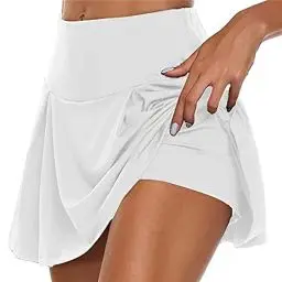 Produktbild: GUKOO Tennisrock Damen Einfach und Vielseitig Tennisrock Mädchen Atmungsaktive Rock mit Hose Drunter Sportrock für Fitness, Bewegung