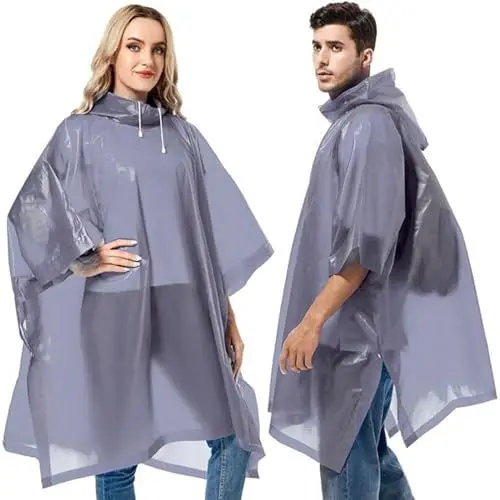 Produktbild: GUKOY Regenponcho 2 Stück Regenmantel für Damen Herren, Eva Regencape Regenjacke für Wandern Radfahren Camping Reisen