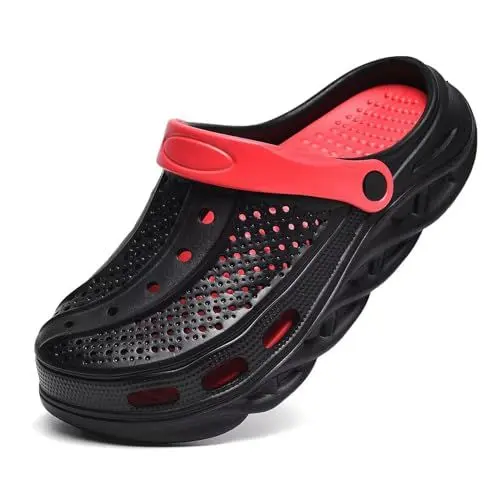 Produktbild: GULAKY Clogs & Pantoletten für Herren Gartenschuhe Orthopädische Schuhe Sandalen Damen Sommer Hausschuhe,Schwarz Rot36.37