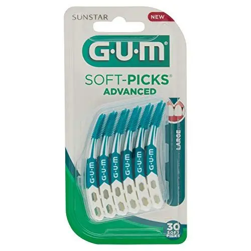 Produktbild: GUM 7630019902816 Cepillo Interdental Curvo, silikon, Celeste Y Blanco, 30 stück (1er Pack)