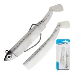 Produktbild: Gummifische mit Jigkopf wählbar 9cm 25g, 9cm 15g, 7cm 10g oder 7cm 5g | Gummiköder Zander | Gummifische Zander Köder Gummifisch Set | Gummiköder Angelköder Set Raubfisch (7cm | 5g, Schwarzer Glitzer)