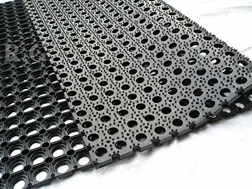 Produktbild: Unbekannte Gummimatte Ringgummimatte Schmutzfangmatte Ringmatte 22 mm 5 Größen (100x150) Schwarz mit Entwässerungslöchern
