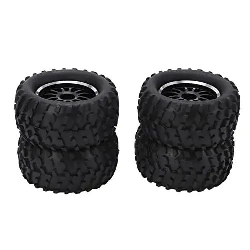 Produktbild: Gummireifen vorne hinten, langlebig Starke Dämpfung 82mm RC-Reifen und Felgensatz verschleißfest für 1/14 RC Offroad-Auto für Wltoys 144001
