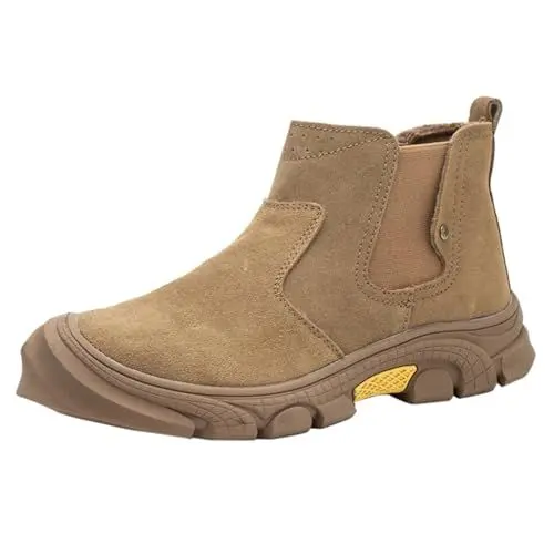 Produktbild: Stiefel Mit Strickschaft Große Größe Outdoor BAU Arbeitsschuhe Anti-Anti-Rutsch Leichte und Verschleiß Arbeitsschuhe Stiefel Damen Schwarz Flach (Khaki, 40)