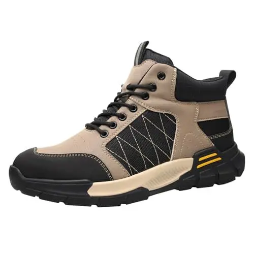 Produktbild: Weitschaftstiefel Damen Xxl Schaft Stretch Herren Frühling und Winter Große Größe Outdoor Bau Arbeitsschuhe Anti--Anti-Rutsch Leichte und Verschleiß Winterschuhe Stiefel Breite Waden On (Khaki, 42)