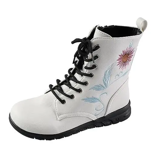Produktbild: Gummistiefel Kinder 37 Gummistiefel Damen 41 , einfarbig, kurze Stiefel, PU, Sonnenblumen-Stil, lockerer hinterer Absatz, kurzer Absatz, mittlere Halb Gummistiefel Damen Gummistiefel Gr 36 (White, 41)