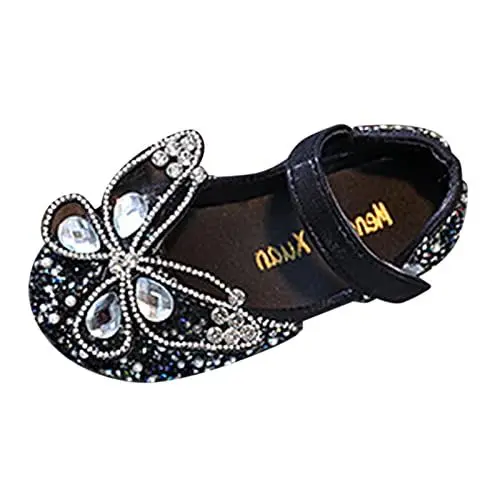 Produktbild: Gummistiefel Kinder Gefüttert Boots Mädchen Boots Mode Frühling und Kinder Tanzschuhe Kleid Leistung Prinzessin Schuhe Strass Perle Pailletten Schleife Gummistiefel Mädchen (Black, 28.5 Little Child)