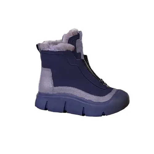 Produktbild: Gummistiefel-Damen Barfussschuhe Damen Schnürstief Damen-Schneestiefel, modisch, lässig, Sneakers, atmungsaktiv, flach, Freizeitschuhe, Winter, gepolstert, warm, Damenstiefel Biker Damen (Black, 38)