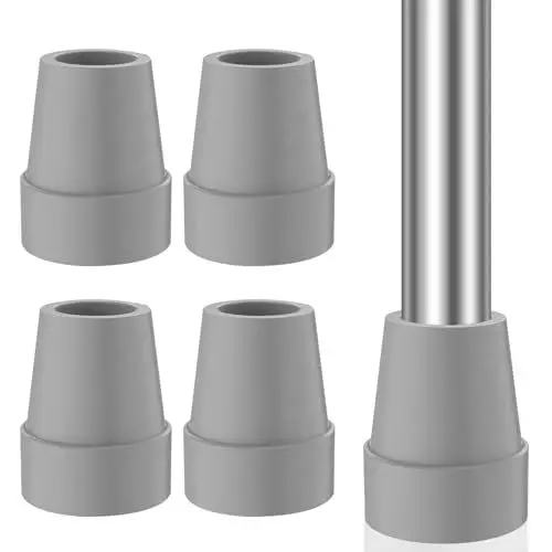 Produktbild: Gummistopper für Walkingstöcke, 4 Stück Krücken Gummi 19mm rutschfeste Gehstock Gummipuffer Grau Strapazierfähige Nordic Walking Stöcke Gummipuffer für Krücken Wanderstöcke