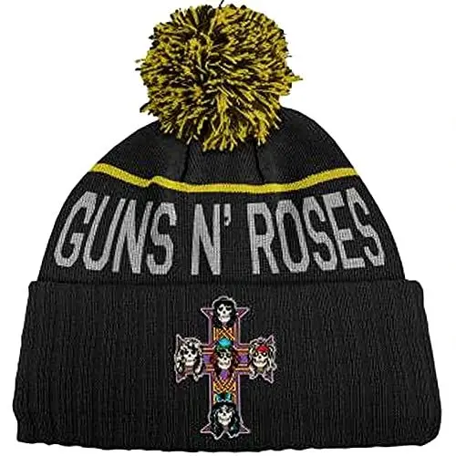 Produktbild: Guns N' Roses Mütze Beanie Appetite Cross Band Logo Nue offiziell Schwarz Bobble