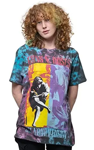 Produktbild: Guns N' Roses T Shirt Use Your Illusion Logo Nue offiziell Unisex Dye Wash Blau L