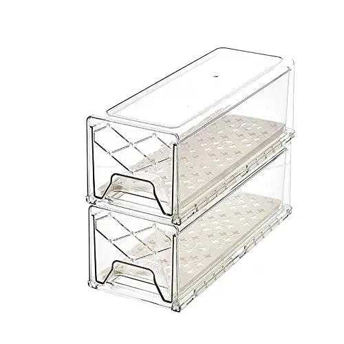Produktbild: GuoTcusy Kühlschrank Organizer Aufbewahrungsbox, Schubladen Ordnungssystem für Küche, Schrank, Büro, Stapelbar Vorratsbehälter für Kartoffel, Obst, Gemüse (2 Schubladen, Medium)
