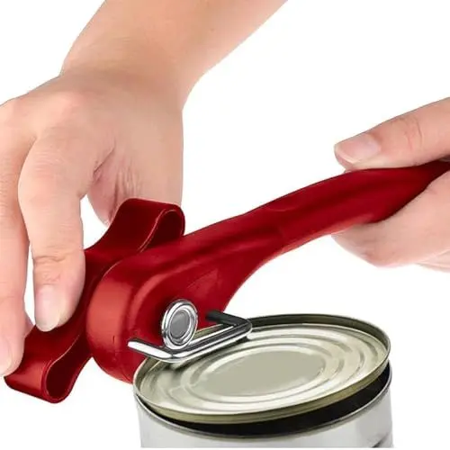 Produktbild: GUOYOU Dosenöffner Manuell, Sicherheitsdosenöffner Büchsenöffner Ohne Scharfe Kanten Hebeldosenöffner mit Rutschfest Griff und Ergonomischer Drehknopf, für Senioren Schwache Hände, Rot
