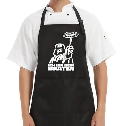Produktbild: GUOYOU Star Wars Schürze Küchenschürze für Frauen und Männer, Grillschürze mit 2 Taschen 95cm Große Grill Schürze, Star Wars Geschenke für Männer, Grill Geschenke, Salon Hausarbeiten