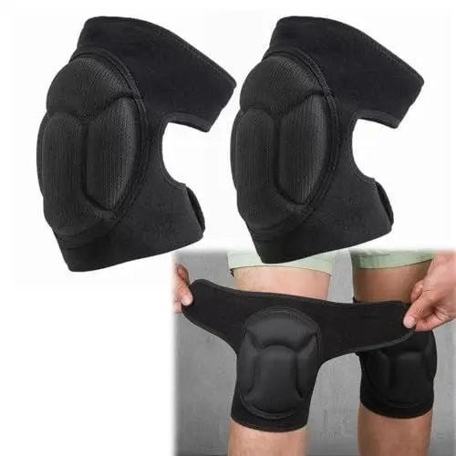 Produktbild: GUOYOU Knieschoner, Knieschoner Arbeiten mit Dickem Schwamm, Knieschoner Tanzen, Kollision Vermeidung Rutschfest Knieschützer, Garten Kniekissen für Gartenarbeit, Reinigung, Bodenbeläge, Yoga,Schwarz
