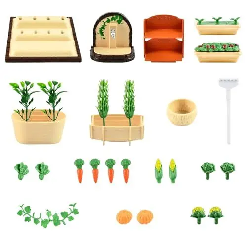 Produktbild: GUOYOU 1:12 Miniatur Garten Zubehör 30 Stücke Puppenhaus Zubehör Garten Set Mini Gartenmöbel Wichtel Zubehör Ornamente Puppenhaus Garten Deko, für DIY Puppenhäuser Dekorieren von Minigärten