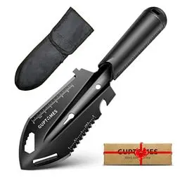 Produktbild: GUPTOMES Camping Schaufel 9 in 1 Multi-Tool Edelstahl Camping Gadgets Rutschfester Griff Gartenschaufel Military Schaufel Wandern Spaten Survival Schaufel Für Outdoor Rucksack Wohnmobil Zubehör