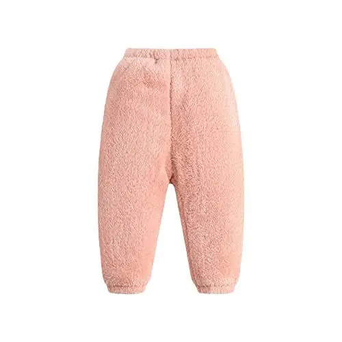 Produktbild: Guqmjde Mädchen Hosen Plain Pyjamahose Thermoleggings Fleecehose Plüschhose Verdickte Winterhose Loungehose mit Elastischer Thermohose Kinder Freizeithose Kuschelhose Warehouse Deal Rosa, 2-3 Jahre