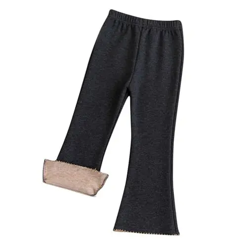 Produktbild: Guqmjde Outlet Angebote Schlaghose Mädchen Hosen Baumwolle Leggings Sporthose Thermoleggings Baggy Hose Elastische Thermohose Klingelhose Loungehose Freizeithose Thermo Winterhose Dunkelgrau,150