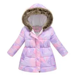 Produktbild: Guqmjde Sale Angebote Daunenjacke Mädchen Winterjacke Thermal Mantel Wintermantel Jacken Winddicht Puffer Jacket Kapuzenjacke Daunenmantel Outdoorjacke Thermojacke Sweatjacke Lila, 2 Jahre