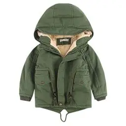 Produktbild: Guqmjde Prime Kinder Parka Warm Winterjacke Baumwolle Daunenmantel Mantel Wintermantel Winterparka Jacken Kapuzenjacke Verdicken Coat Mädchen Steppjacke Armeegrün, 4–5 Jahre