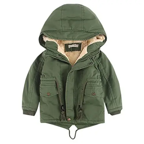 Produktbild: Guqmjde Prime Kinder Parka Warm Winterjacke Baumwolle Daunenmantel Mantel Wintermantel Winterparka Jacken Kapuzenjacke Verdicken Coat Mädchen Steppjacke Armeegrün, 4–5 Jahre