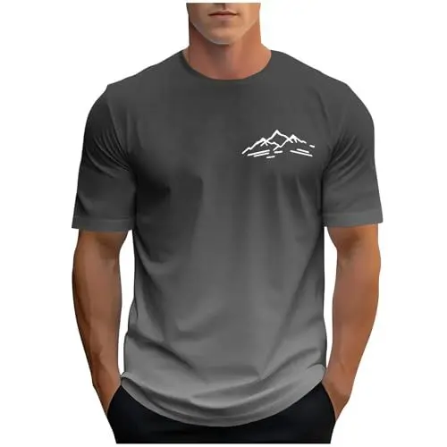 Produktbild: Guqmjde T-Shirts für Herren Batik Tshirt Sommer Sportbekleidung Atmungsaktiv T-Shirt Sport Tshirts Loose Gym Shirt Rundhals Sportshirt Kurzarm Mode Tee T-Shirt Bequem Laufshirt Grau XL
