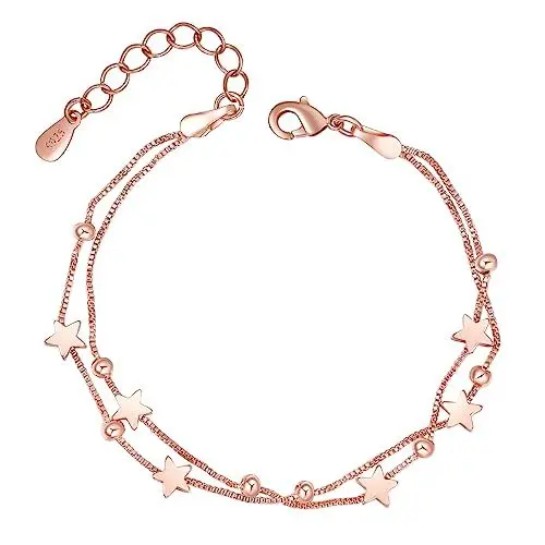 Produktbild: GUROTD Sterling Silber Armband für Frauen - 925 Silber Stern Armband mit Perle - Geschenke für Sie