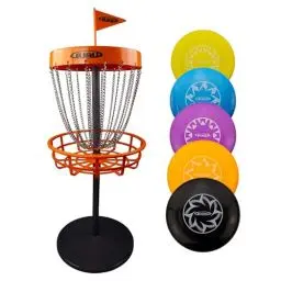 Produktbild: Guru Disc Golf Mini Basket Set, Mini Discgolf Korb, 5 Mini-Discs, Indoor & Outdoor Frisbee Golf