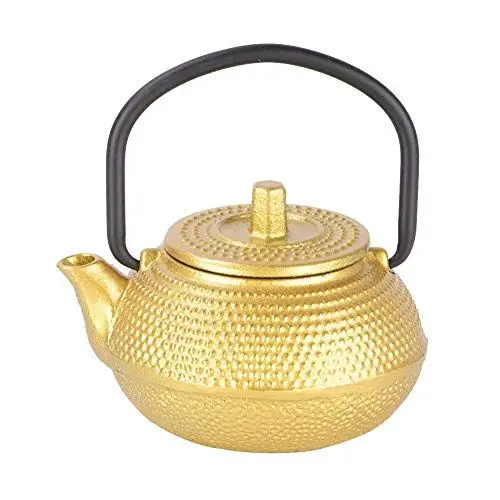 Produktbild: Gusseisen-Mini-Teekanne, Ornament, für Teeliebhaber, goldene Fassung, 50 ml Fassungsvermögen