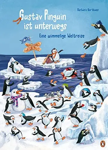 Produktbild: Gustav Pinguin ist unterwegs – Eine wimmelige Weltreise: Wimmeliges Pappbilderbuch für Kinder ab 2 Jahren