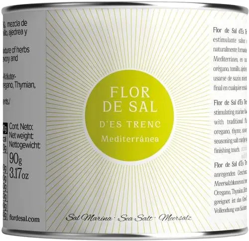 Produktbild: Gusto Mundial Flor de Sal d’Es Trenc Mediterranea Salz 90g | unbehandeltes, naturbelassenes Meersalz aus Mallorca | Mit mediterranen Kräutern