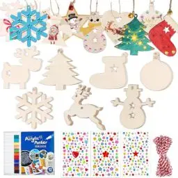 Produktbild: Gutenguy 51 Stück Bastelset Weihnachten Holz, Holzanhänger zum Bemalen Weihnachten, Holzanhänger zum Bemalen Weihnachten