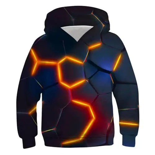 Produktbild: Gutschein Hoodie Junge Langarmshirt Kinder Pullover Bedrucktes Kapuzenpullover Coole Sweatshirt Warm Klamotten Mode Kleidung Sportshirt Regular Bekleidung Oberteile Long Sleeve Top Orange, 13 Jahre