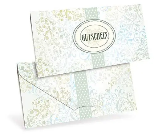 Produktbild: Gutscheinkarten (10 Stück) für Ihre Kunden - Geschenkgutscheine für Bastelbedarf, Kosmetik, Wellness - DIN lang Faltkarte verschließbar