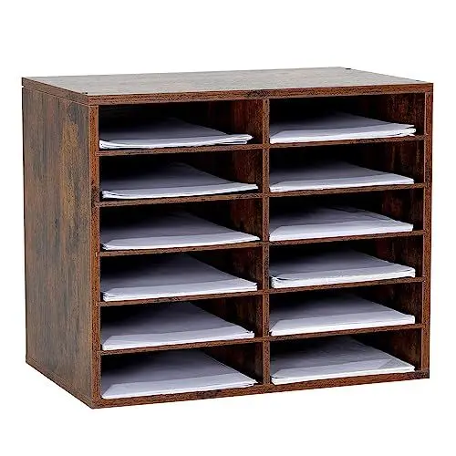Produktbild: GUUSII HOME Ablagefächer Stapelbar Ablage Schreibtisch Dokumentenablage Schreibtischablage Büroablage Ablagefach Briefkorb Briefablage Stapelsysteme Aktenablage Bürobedarf Ablagen 12 Fächern(Retro)