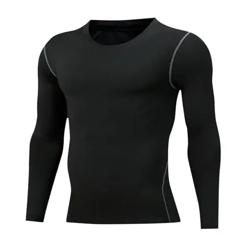 Produktbild: Guveguc Langarmshirt Herren Shirt Langärmlige Tshirt Einfarbige Winter Langärmliges Oberteile Warehouse Deals Angebote Teenager Tops Retro Pullover Mode T-Shirt Sale Herren Schwarz M