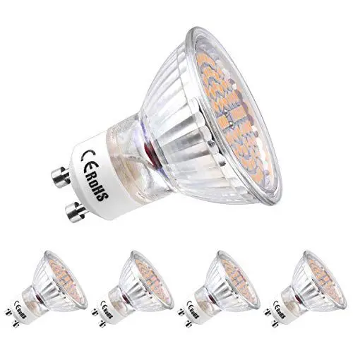Produktbild: GVOREE Dimmbar GU10 LED Warmweiss, 3000K, 5W 450 Lumen LED Leuchtmittel Ersatz für 40W Halogenlampen, 120° Abstrahlwinkel, 220-240V AC (4 Stück)